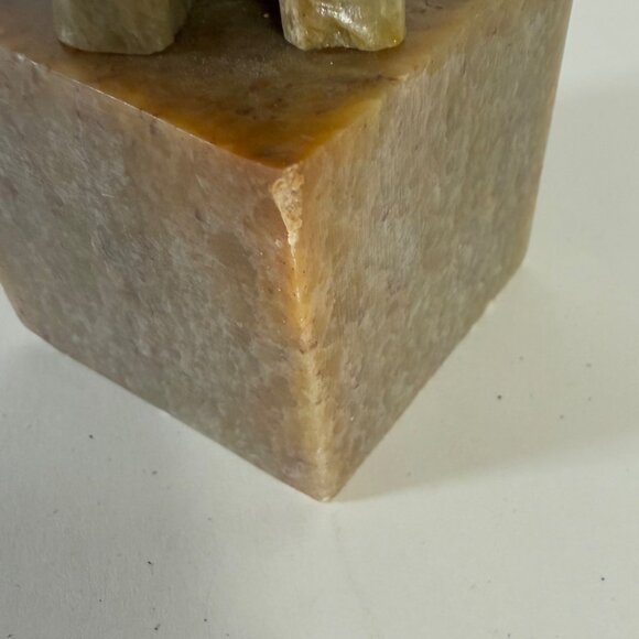 Elephant Carved Stone Sculpture VTG Good Fortune Trunk Up Paper Weight Boss Gift - Picture 8 of 11